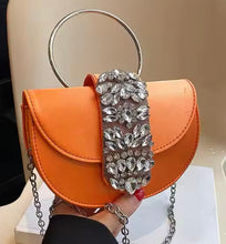 Load image into Gallery viewer, Crescent Rhinestone Flap bag

