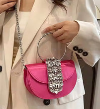 Load image into Gallery viewer, Crescent Rhinestone Flap bag
