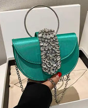 Load image into Gallery viewer, Crescent Rhinestone Flap bag
