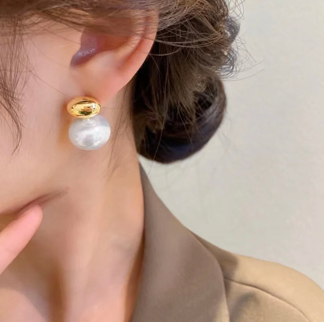 Bean Spliced Pearl Earrings